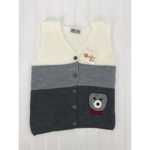 Gogo Bici Boy's Striped Teddy Bear Sweater Vest Size 4-5 Yrs